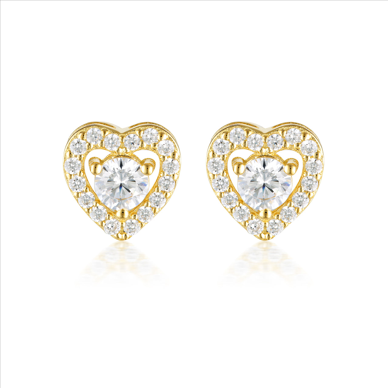 Georgini Gold Plated Cubic Zircinia Heart Studs