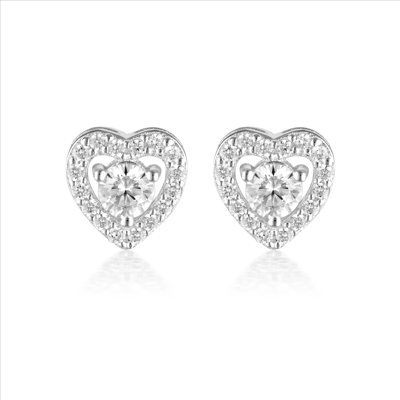 Georgini Rodioum Plated Cubic Zirconia Heart Studs