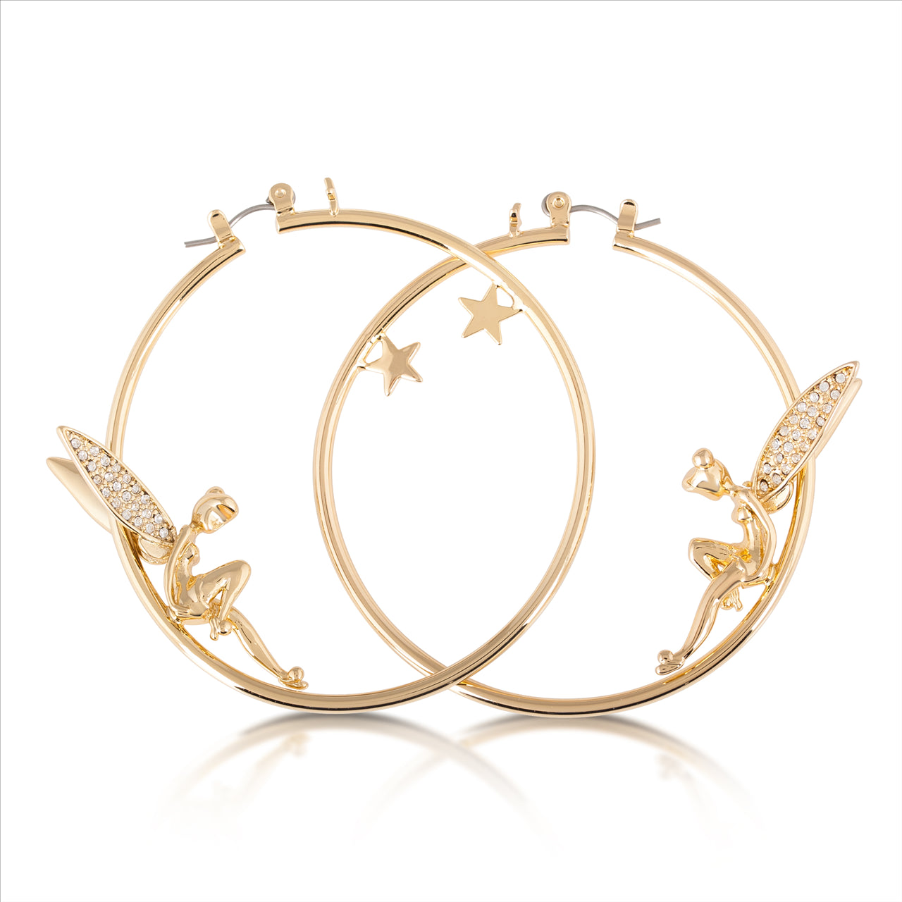 Disney Couture Yellow gold Plated Hoop Tinker Bell Earrings