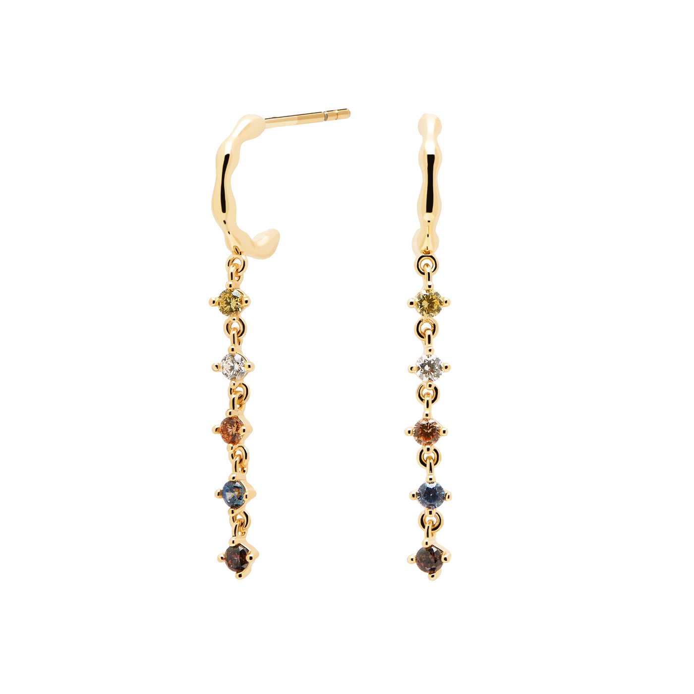 Pd Paola 18Ct Gold Plated Five Sage Drop Studs