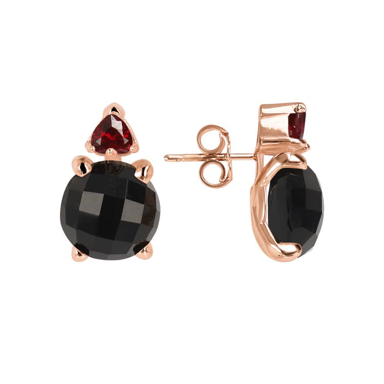Bronzallure Black Onyx &Ruby Studs