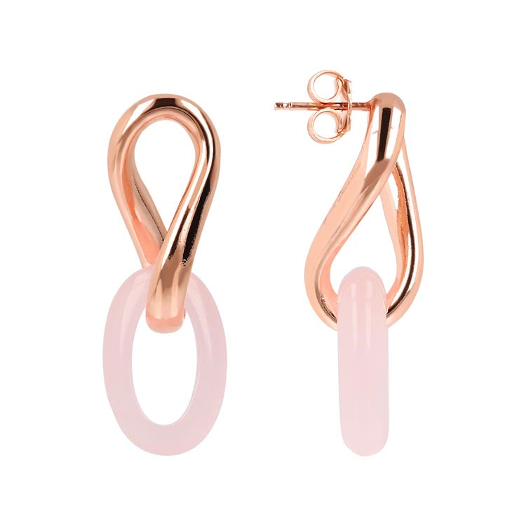 Bronzallure Gold Plated Rose Quartz Studs