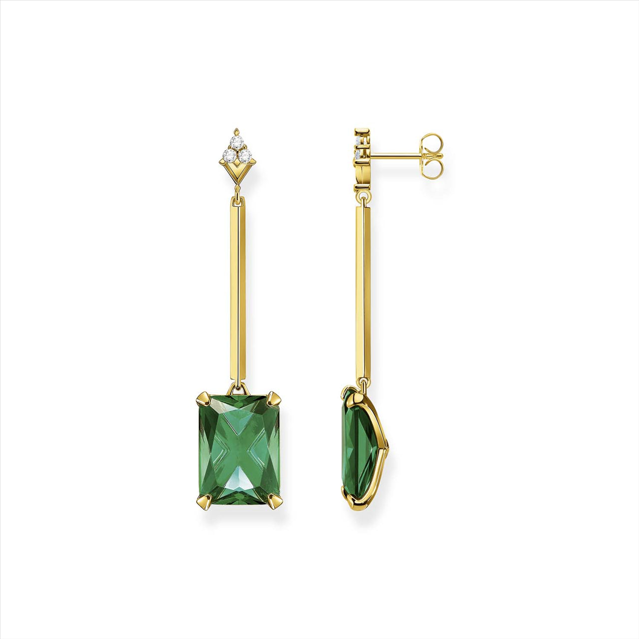 Thomas Sabo Green Cubic Zirconia Drop Stud Earrings