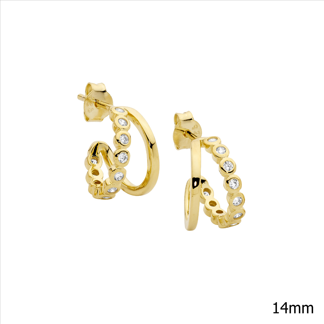 Ellani Gold Plated Cubic Zirconia Studs