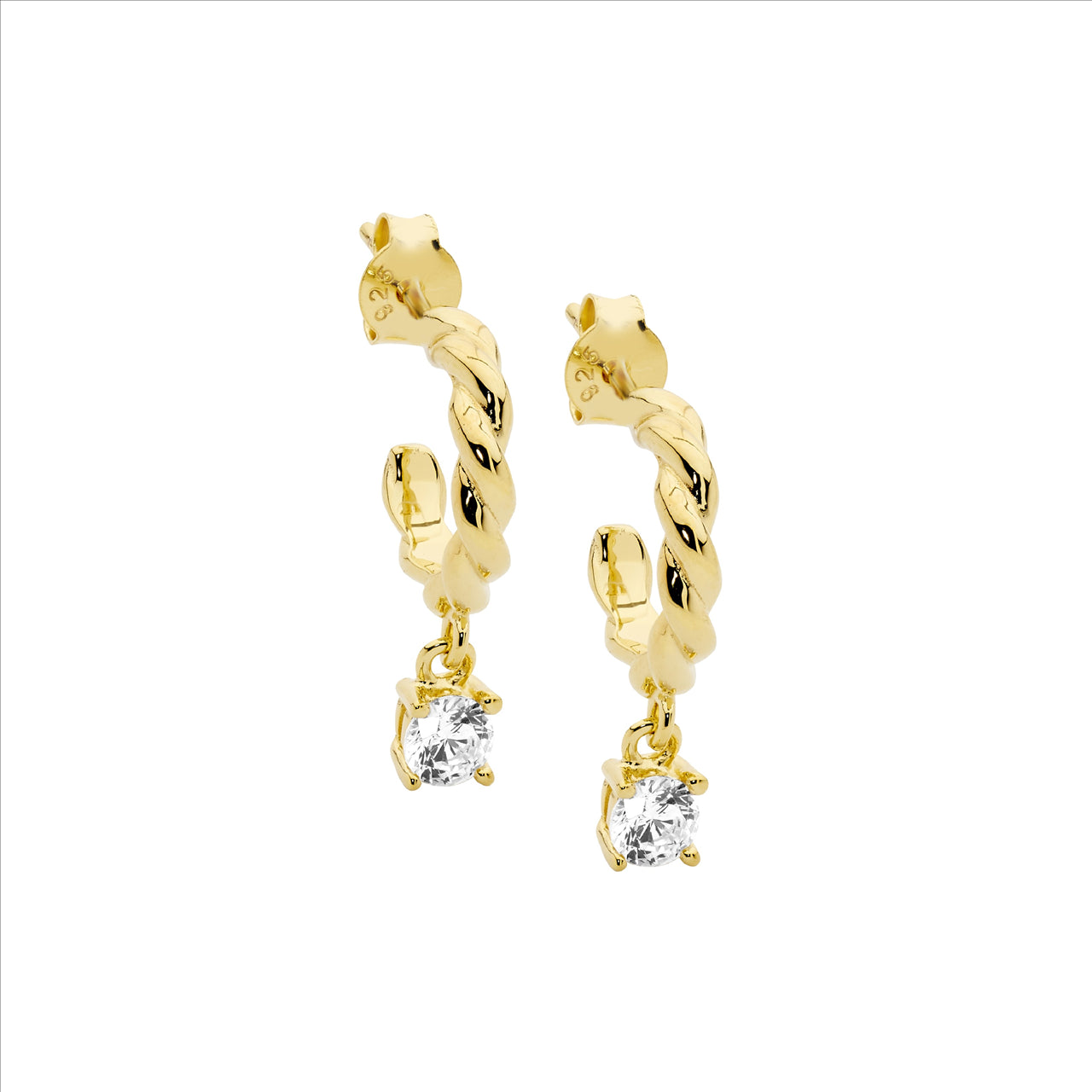 Ellani Gold Plated Cubic Zirconia Studs