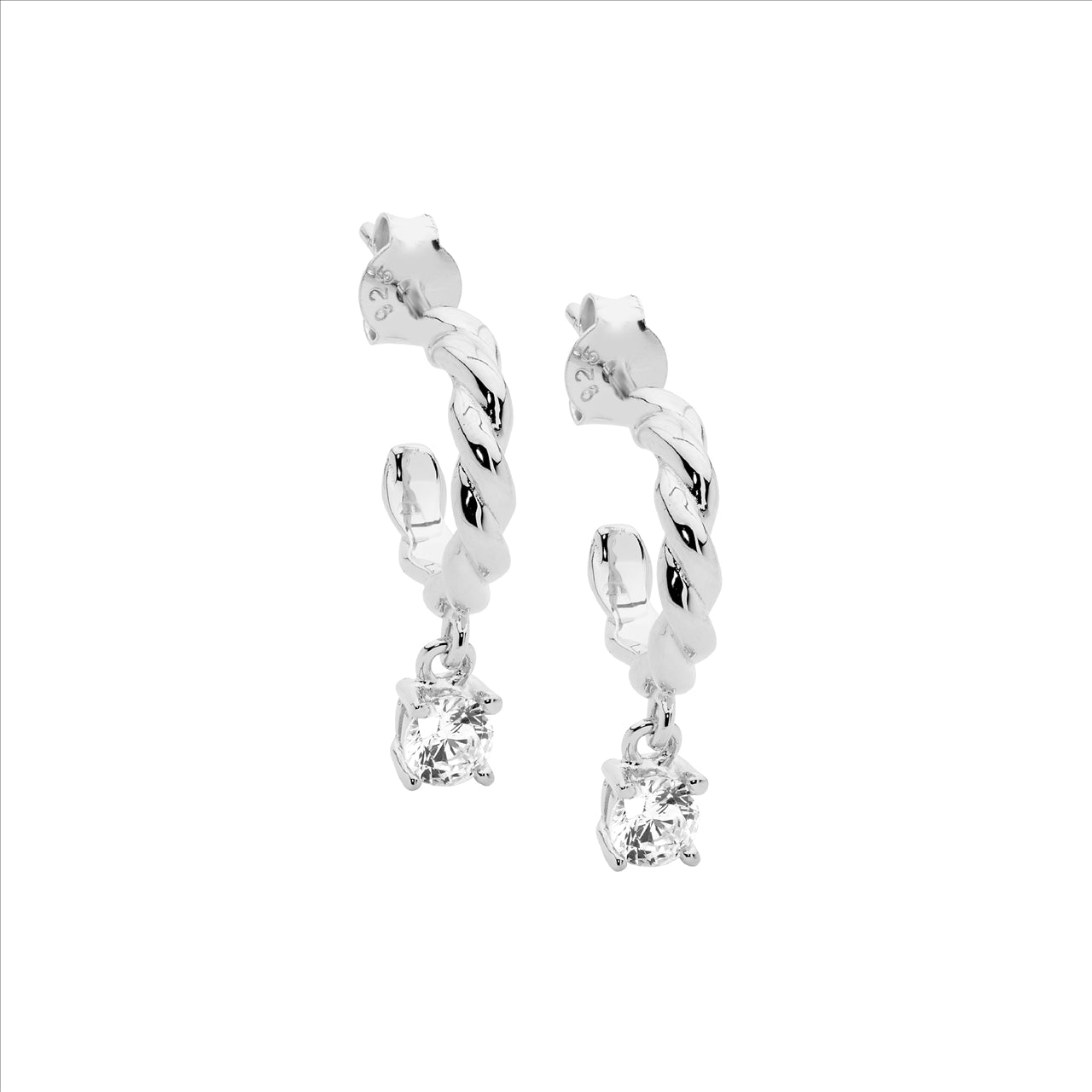 Ellani Silver Drop Cubic Zirconia Studs