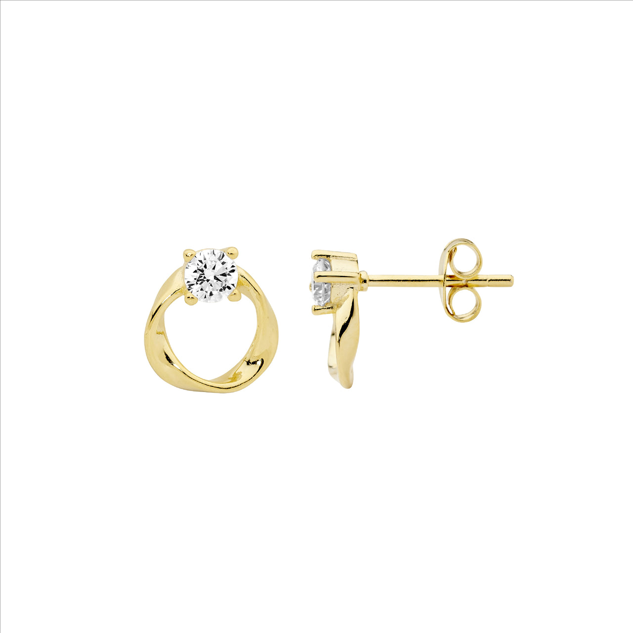 Ellani Gold Plate Open Circle Cubic Zirconia Studs