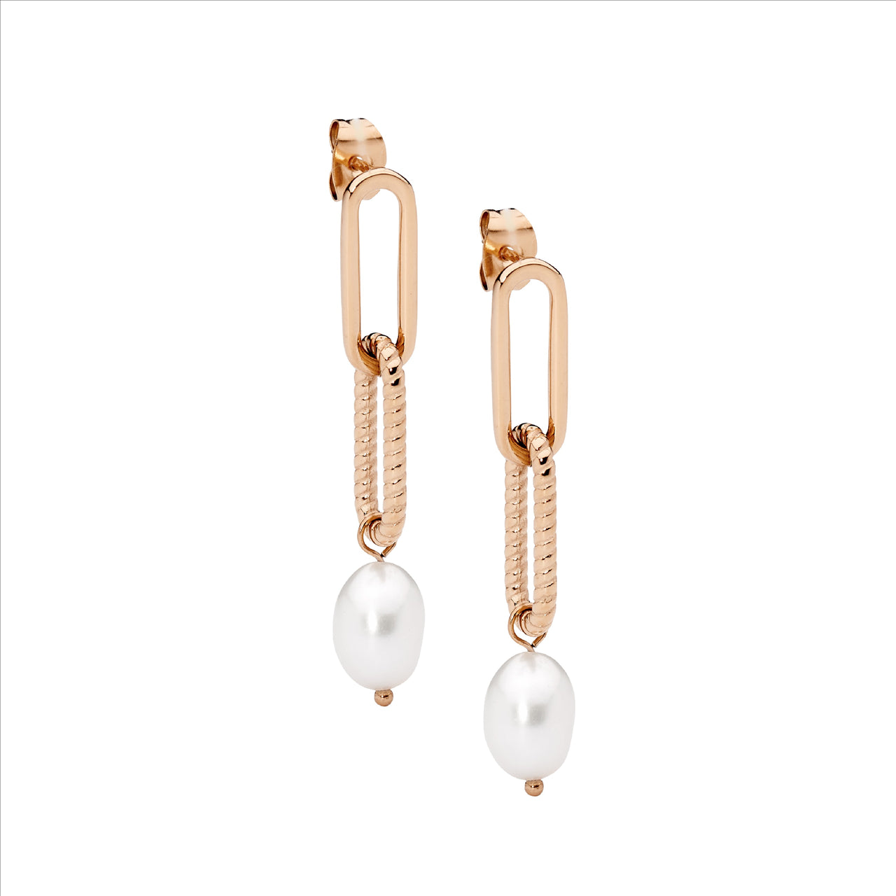Ellani Gold Plated Fresh Water Pearl Stud Earrings