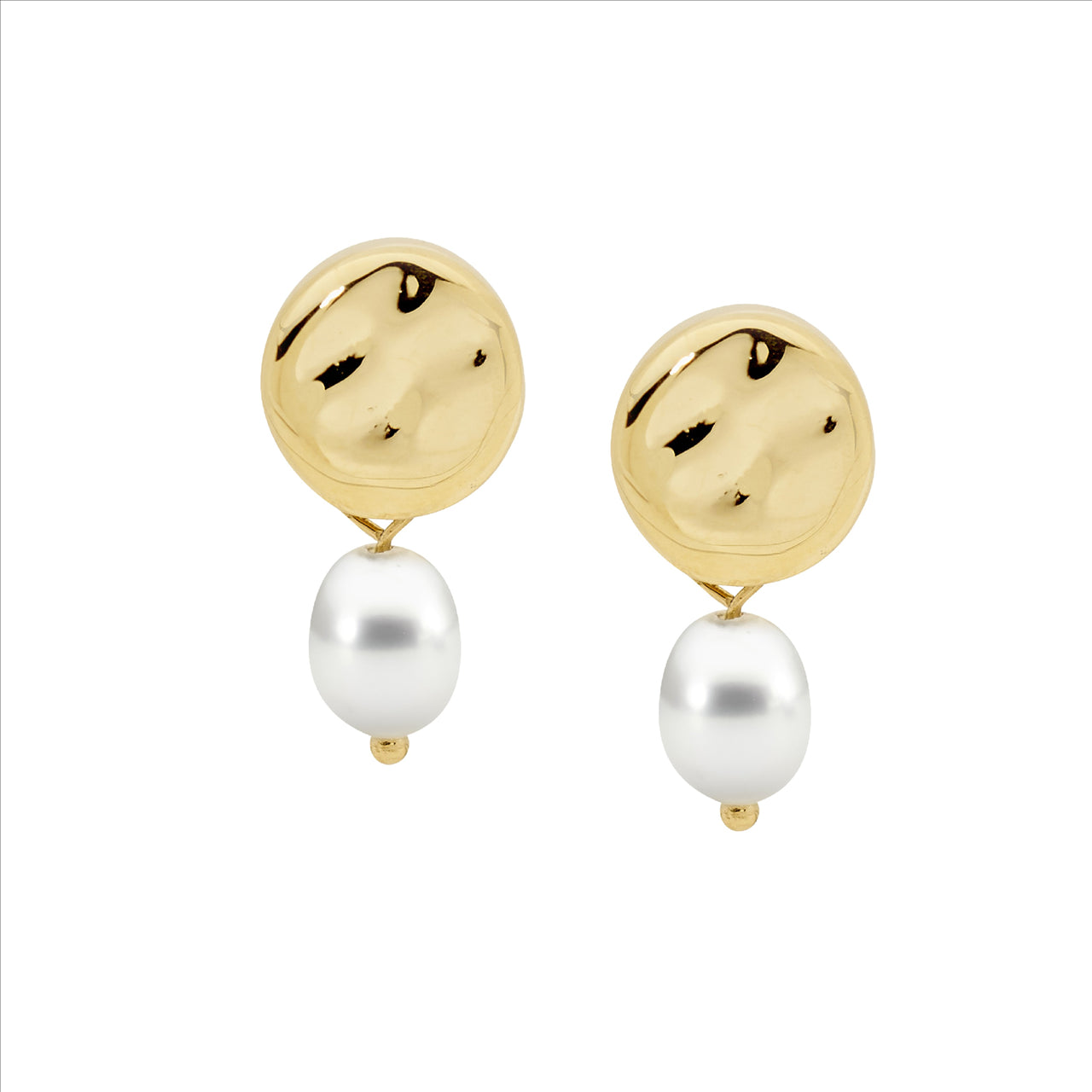 Ellani Gold Plated Frsh Water Pearl Stud Earrings