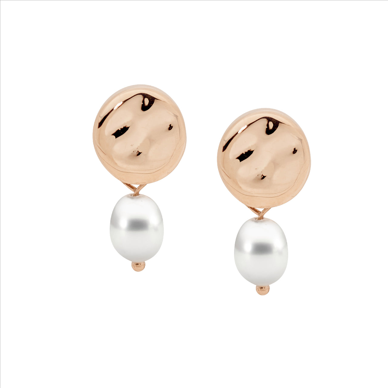 Ellani Gold Plated Fresh Water Pearl Stud Earrings
