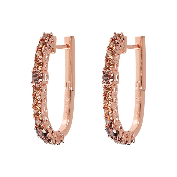 Bronzallure Gold Plated Brown Cubic Zirconia Huggies