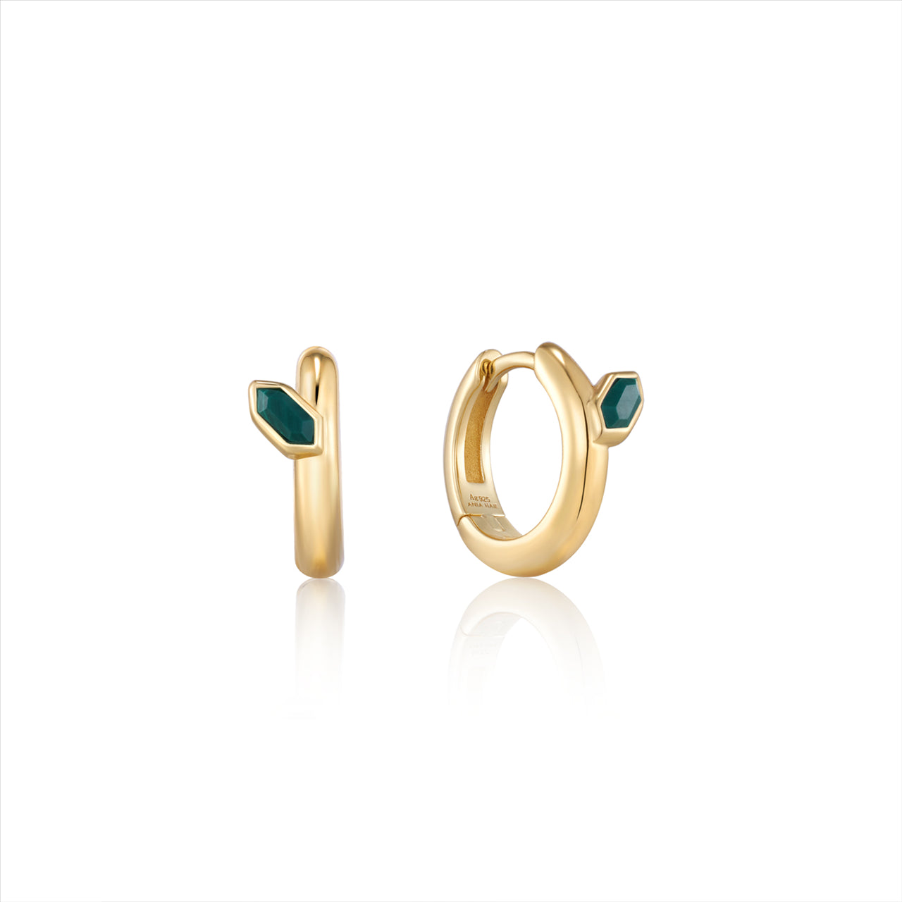 Ania Haie Gold Plated Malachite Huggies