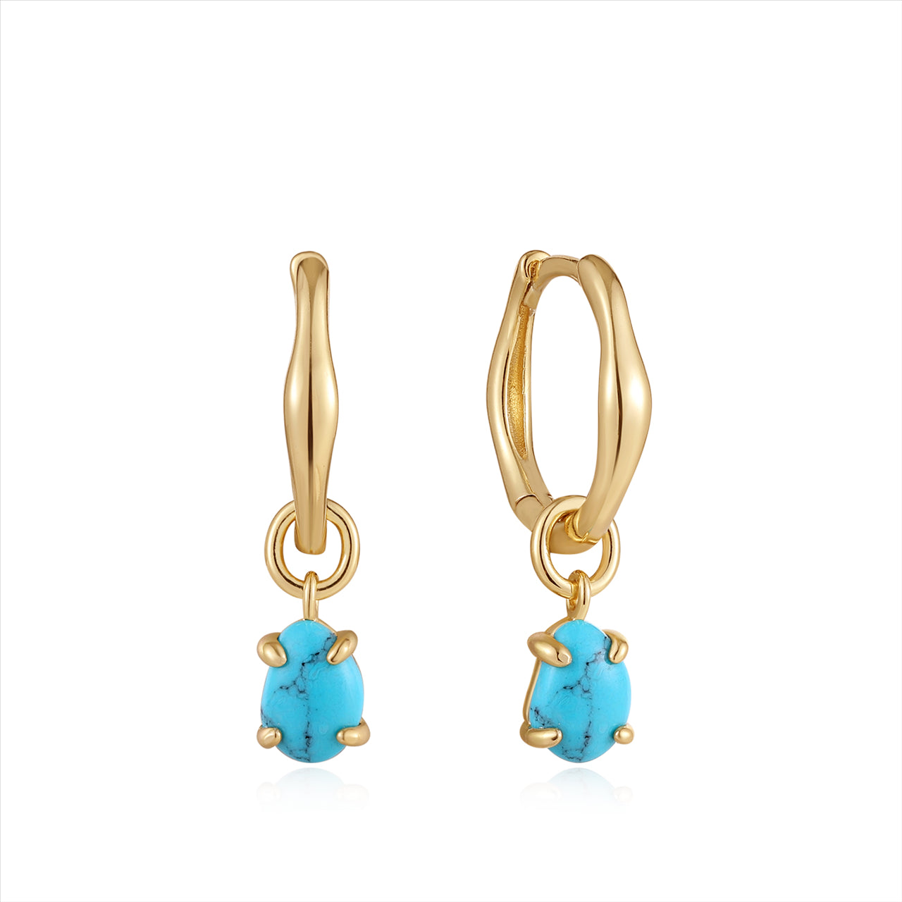 Ania Haie Gold Plated Turquoise Drop Huggies