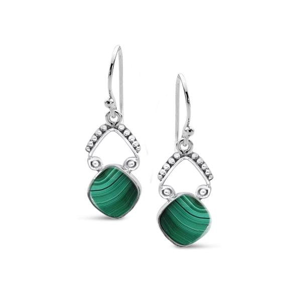 Sterling Silver Malachite Hook Earrings