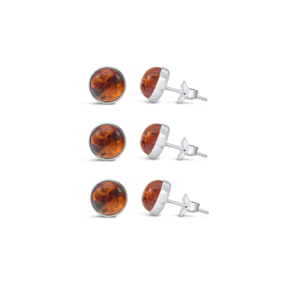 Sterling Silver Amber Stud Earrings