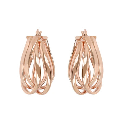 Bronzalure 18Ct Rose Gold Plated Purezza Shiny Oval Hoops