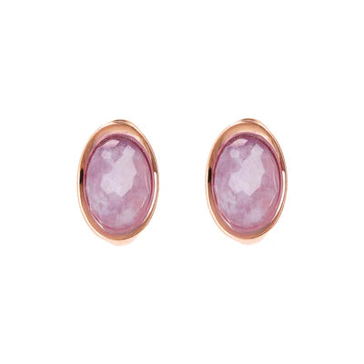 Bronzalure 18Ct Rose Gold Plated Felicia Amethyst Oval Earrings