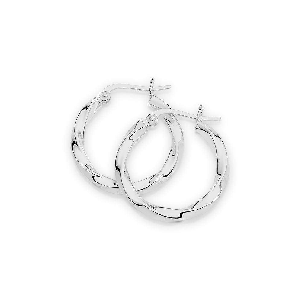 S/Silver Twist 25Mm Hoop Earrings Xmas23 0906