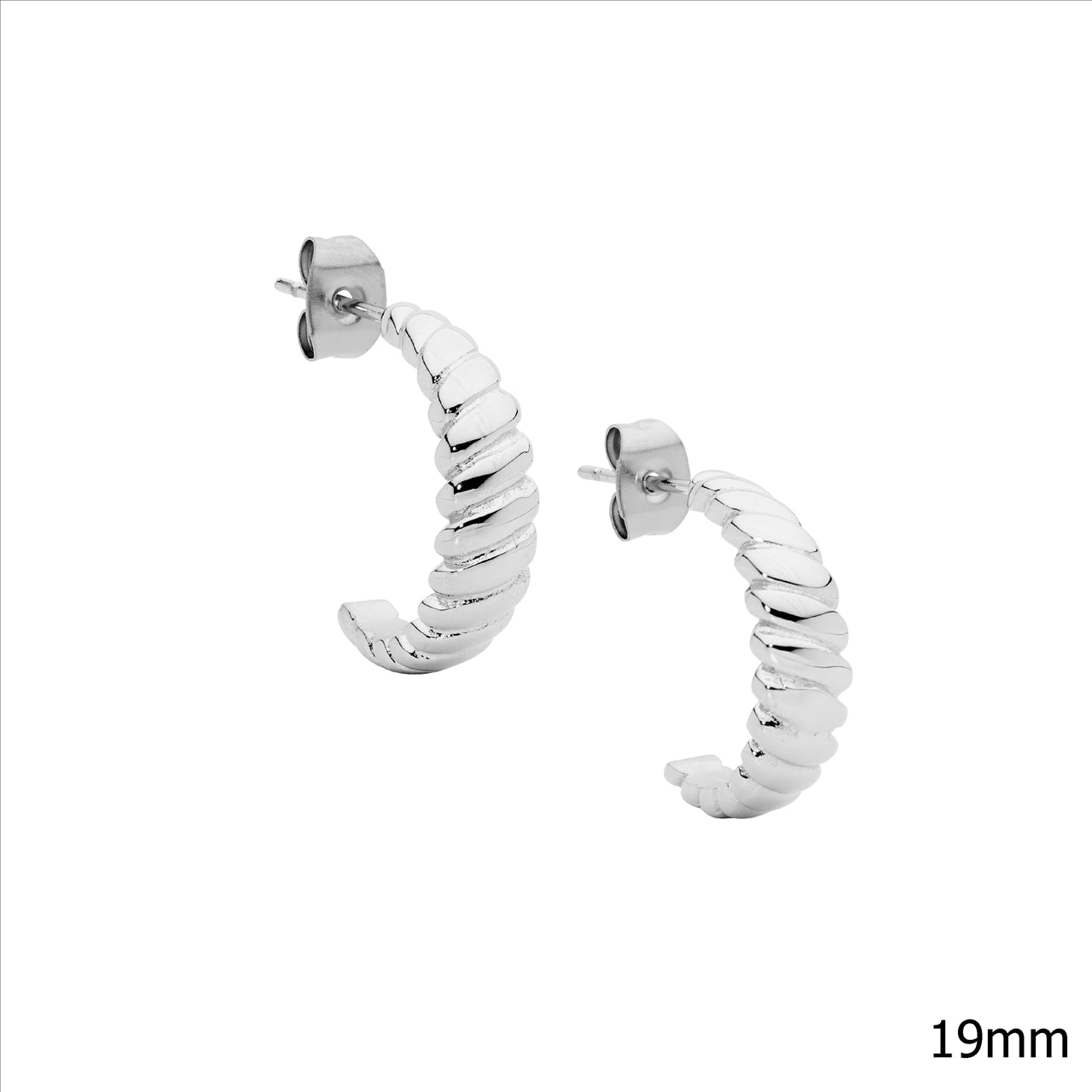 Stainless steel 19mm rounded twist hoop earrings - RRP $69