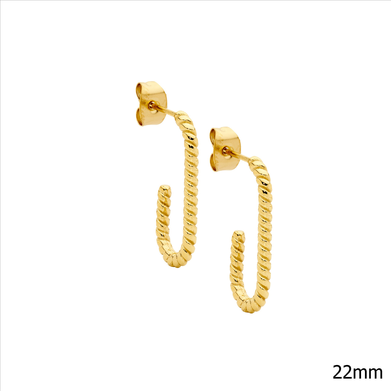 Stainless steel 22mm twist hoop earrings w/gold IP plating - RRP $69