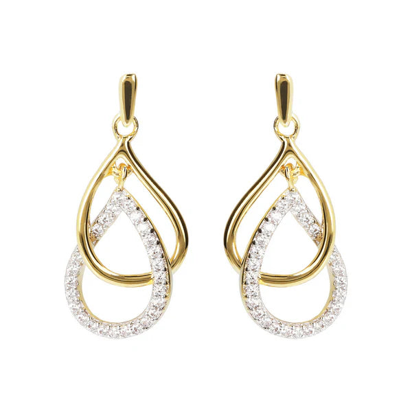 #4 Golden Cz Double Tear Drop Earrings