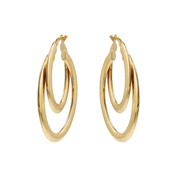 #4 Golden Two Oval Hoop Earrings