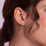 #4 Miss Earring With Blue Cz Rose Gold Plated