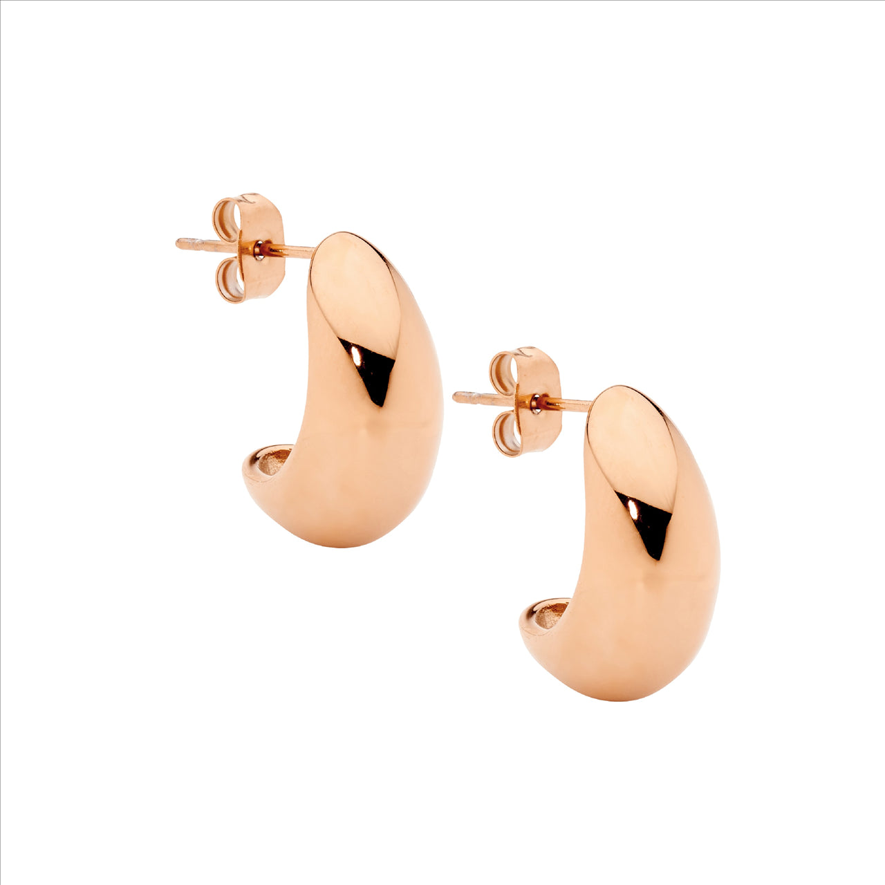 Stainless steel teardrop earrings w/ rose gold IP plated