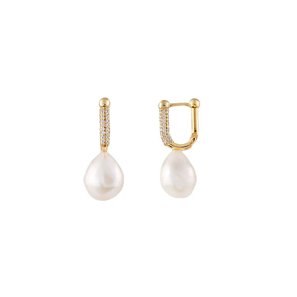 Bianc-Tidal S/S 18Ct Ygp Cz Fresh Water Earrings