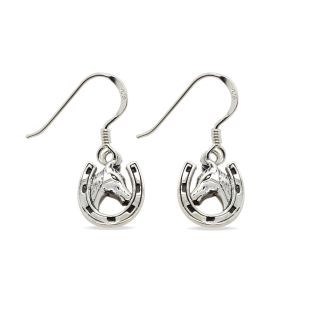 McJ Earrings S/S Horse In H/Shoe