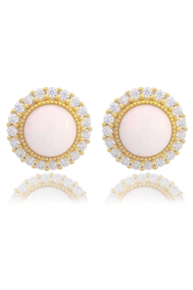 Opal Glow Marrinawi White Created Opal Earrings Gold