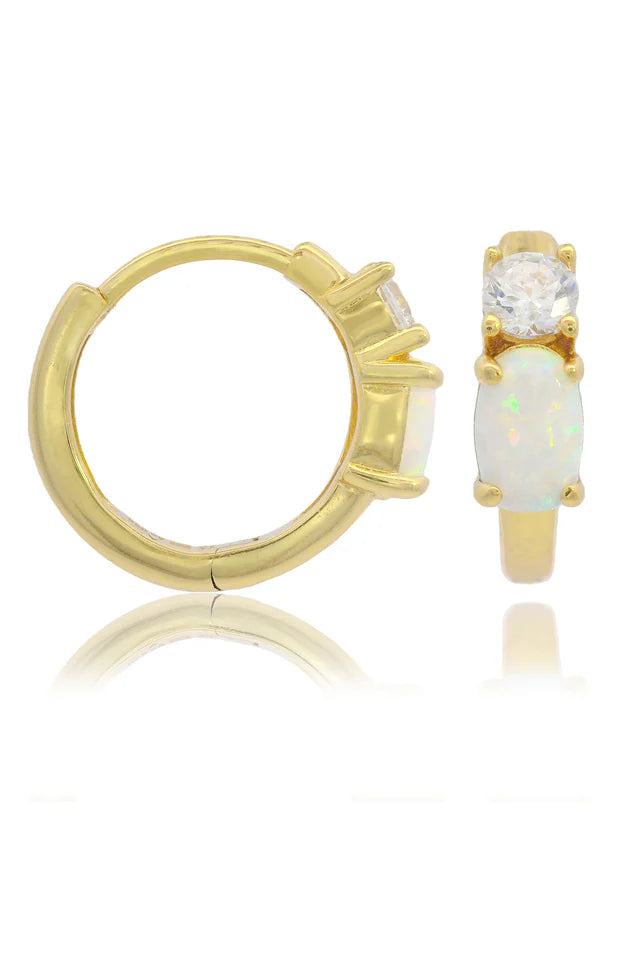 Opal Glow White Created Opal Hoop Earrings