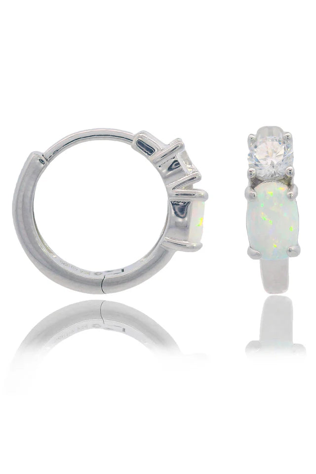 Opal Glow Rozelle White Created Opal Hoop Earrings