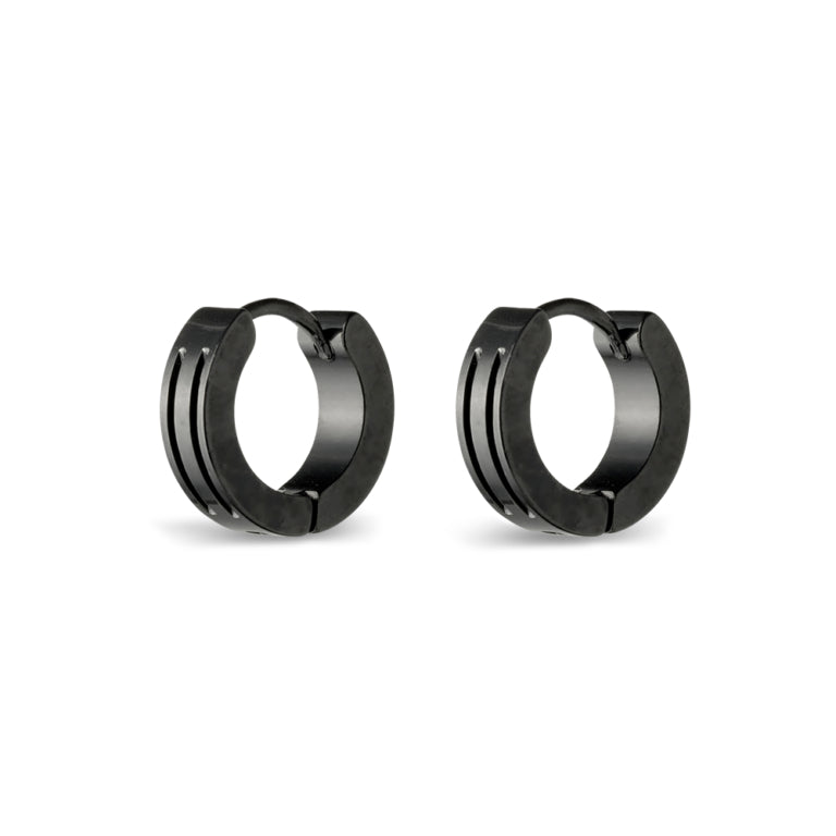 Blaze/Steel Earrings Huggies Black