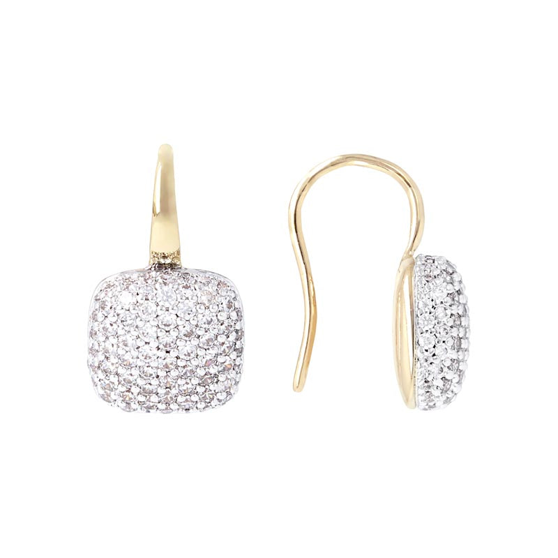 Golden Drop Earrings 18Kt Yellow Gold Plated, Cubic Zirconia; Hook Closure; Length 2Cm