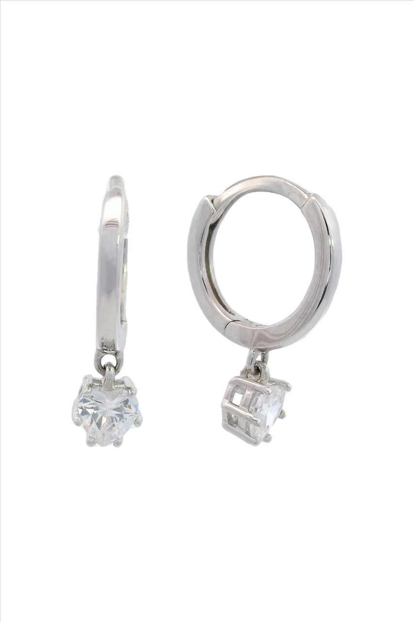 Georgini Midnight Velvet Baby Heart Hoop Earrings Silver