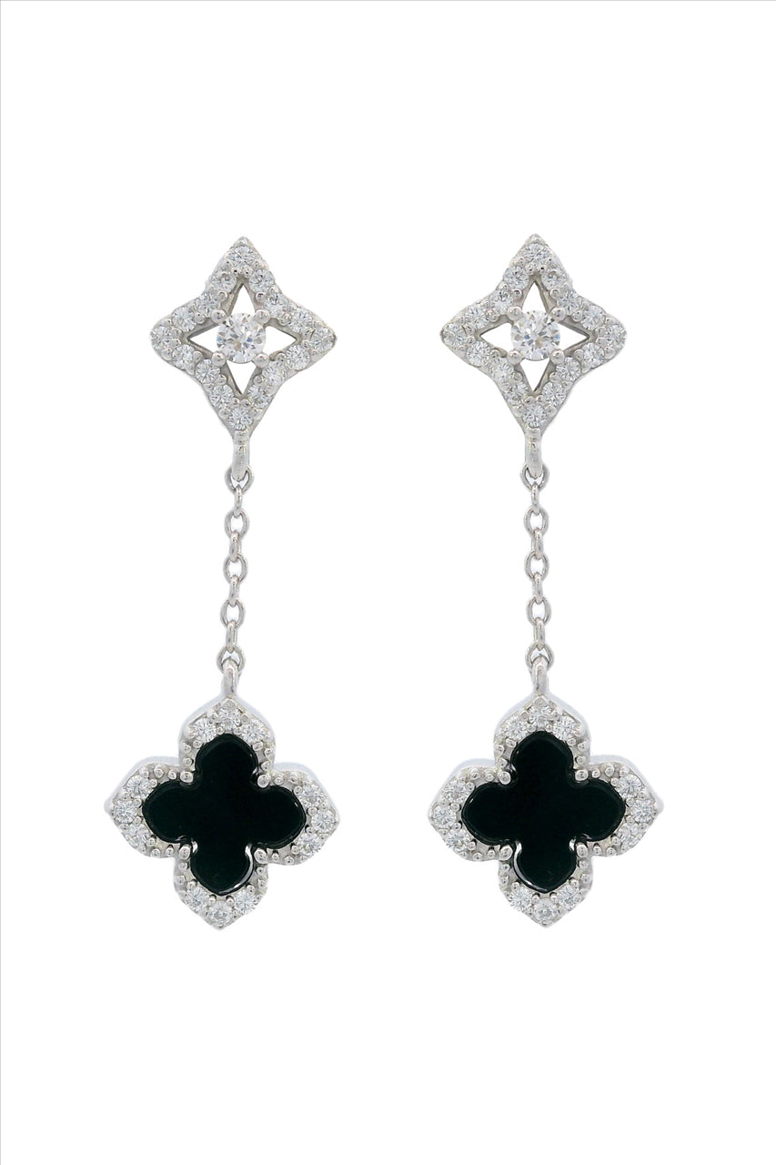 Georgini Midnight Velvet Black Agate Fairwater Drop Earrings Silver