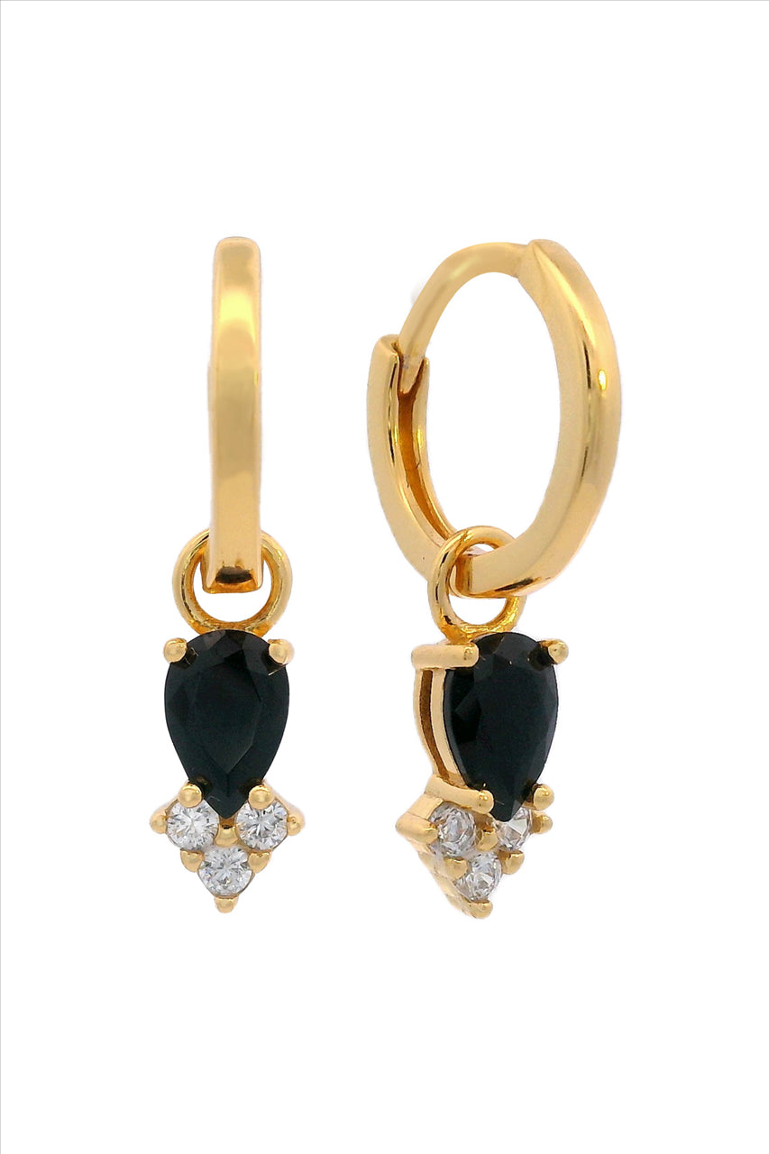 Georgini Midnight Velvet Asteria Hoop Earrings Black &Gold