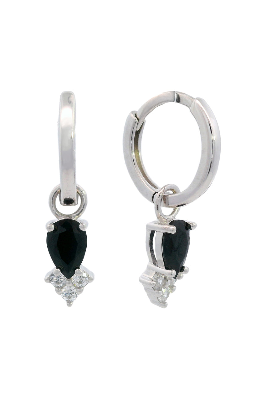 Georgini Midnight Velvet Asteria Hoop Earrings Black&Silver
