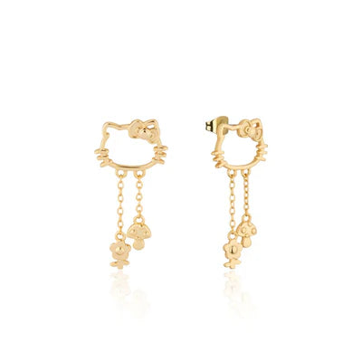 Sterling Silver 925 Yellow Gold Plated Hello Kitty Earrings