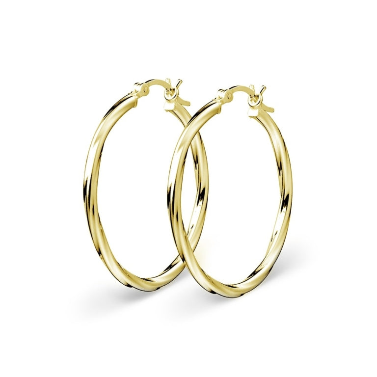 Sterling Silver Gold Plated Twist Hoop Earrings