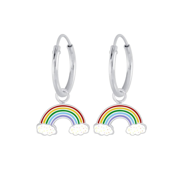 Sterling Silver Childrens Rainbow Hoop Earrings