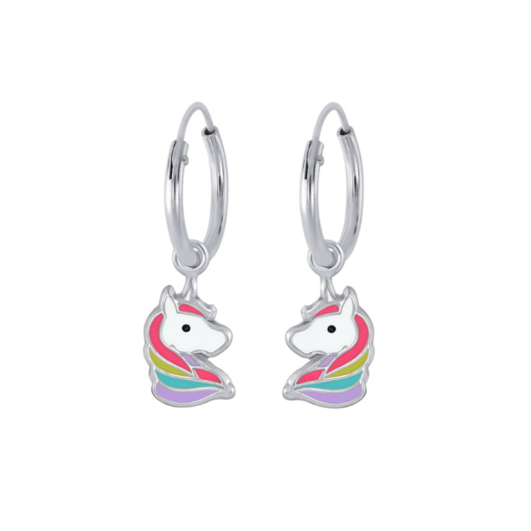 Sterling Silver Children's Unicorn Hoop Earrings