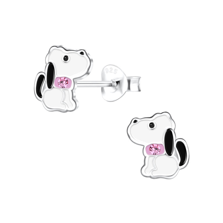 Sterling Silver Children's Dog Stud Earrings