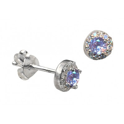 Sterling Silver Lavender Cz/Cz Studs