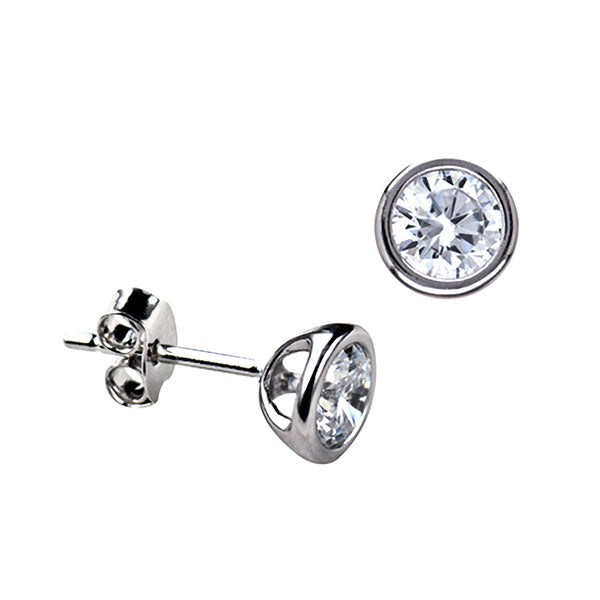 Sterling Silver 5Mm Cz Tapered Bezel Set Stud
