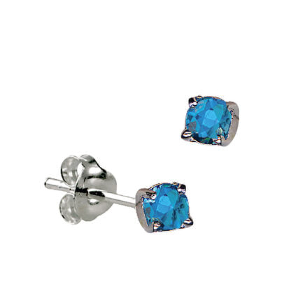 Silver 4Mm Glass Claw Set Birthstone - Dec