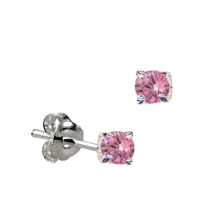 Silver 4Mm Cz Claw Set Birthstone - October