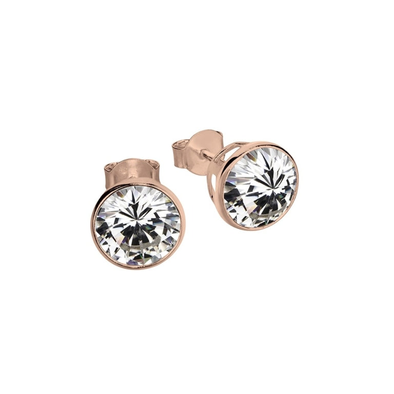Sterling Silver Rose Gold Plated Cz Studs