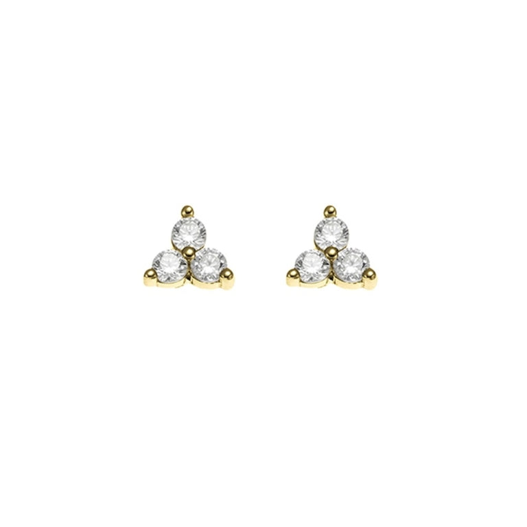 Sterling Silver Triangular Gold Plated Cz Studs